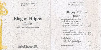 "Neugebauers evening" - Blagoy Filipov plays Mozart, Chopin und Debussy